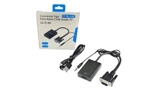 ADAPTADOR VGA X HDMI COM AUDIO P2 LE-4140