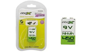 BATERIA RECARREGÁVEL 9V 450MAH FLEX FX-9V/45B1