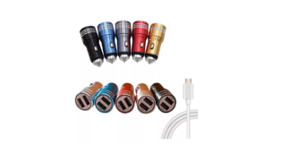 CARREGADOR VEICULAR COM 2 PORTAS V8 LE-525V