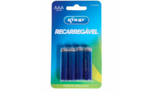 PILHA RECARREGÁVEL AAA 1100MAH CARTELA COM 4 UNIDADES KP-4800