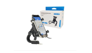 SUPORTE P/ MOTO C/ PORTA USB P/ CARREGADOR LE-041