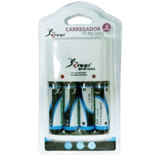 CARREGADOR DE PILHAS KNUP C/ 4UN AA   KP-512AA