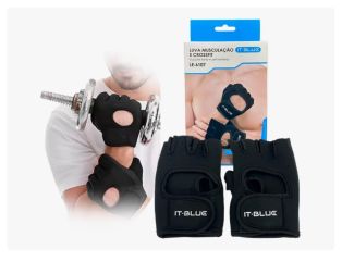 LUVA DE MUSCULAÇÃO E CROSFIT IT-BLUE LE-6107